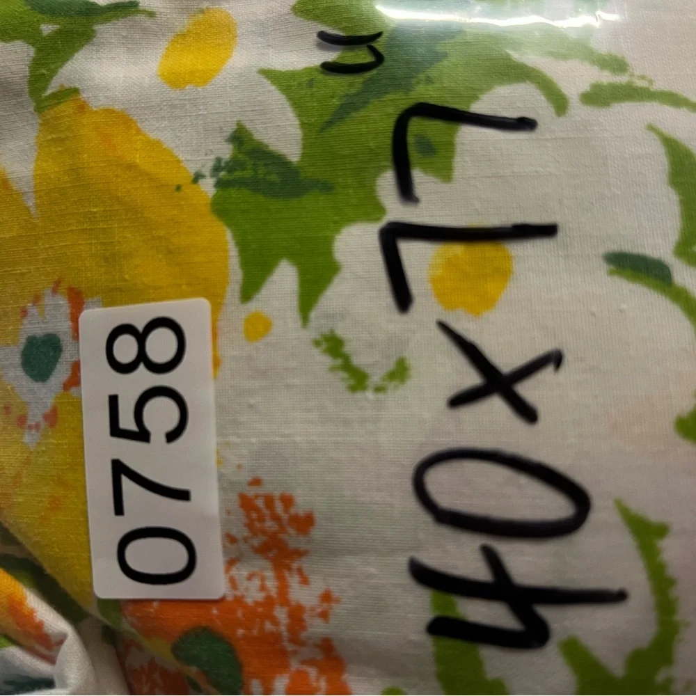 70’s Vintage Twin Fitted Sheet floral percale 0758 green yellow orange